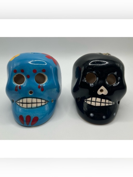 Other - 💀Dia de los Muertos Day of the Dead Set 2 Decorative Ceramic Skulls Calaveras